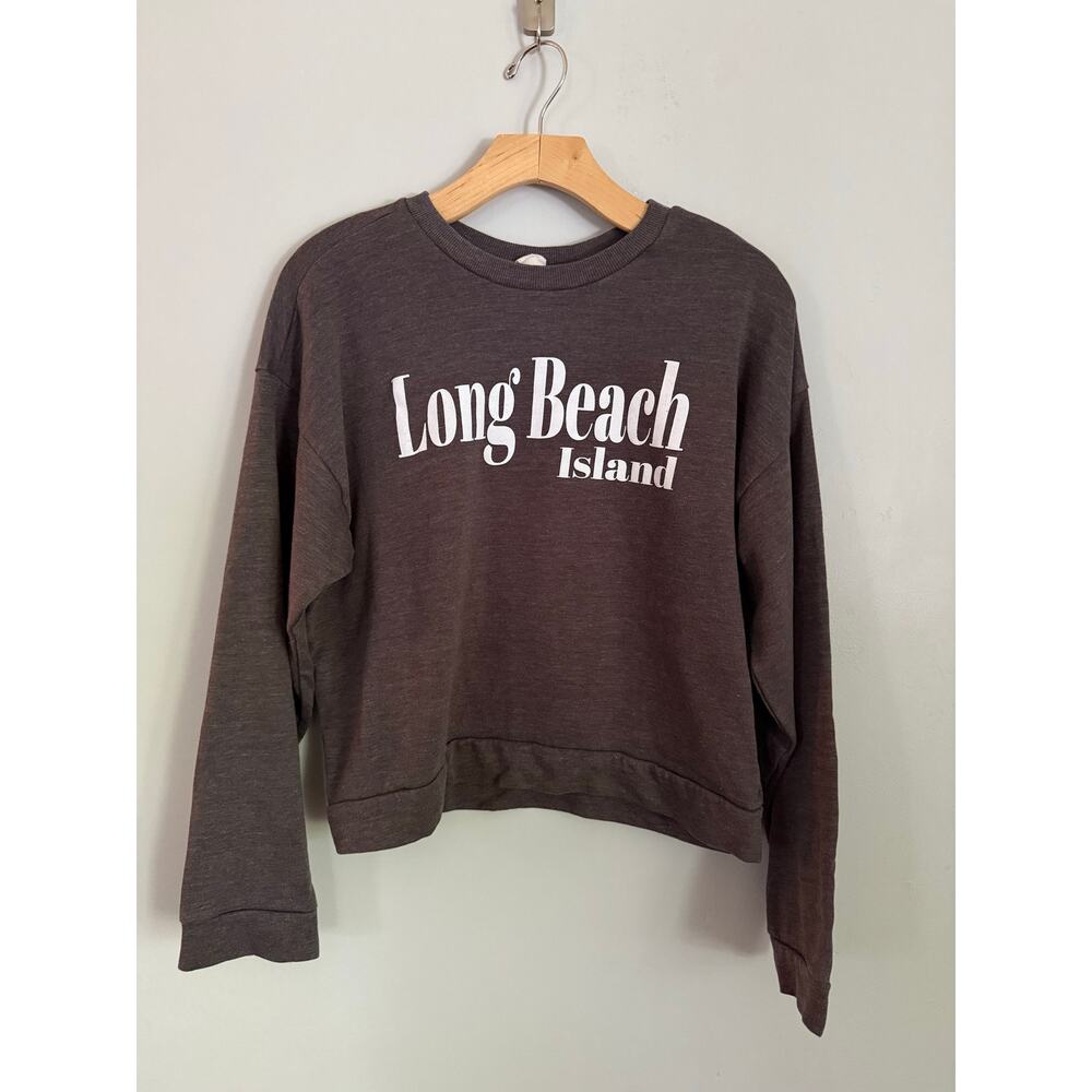 Dark grey cropped Long Beach Island sweatshirt, size XL child, fits small adult